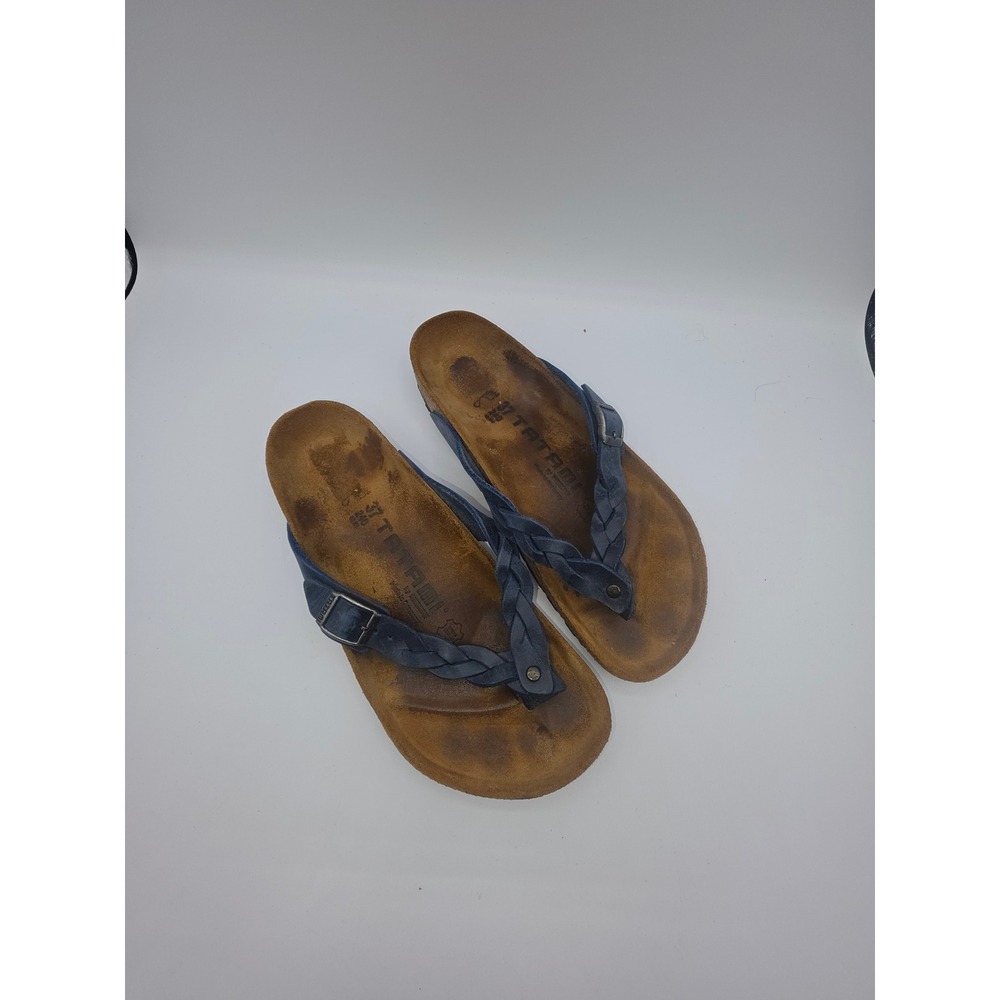 Tatami by Birkenstock Navy Blue Braided Leather Thong Sandals EU 37 US 6-6.5 - Picture 2 of 8